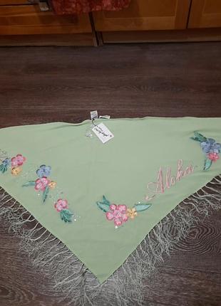 Etam 100% шовк новий хустку шаль з вишивкою бісером, паєтками