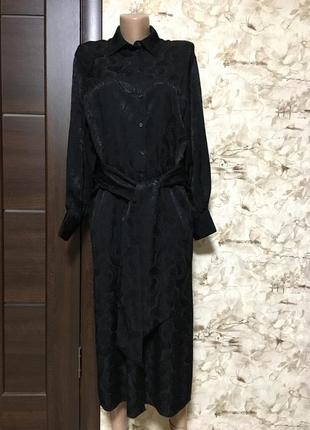 Роскошное жаккардовое,атласное платье-рубашка h&m