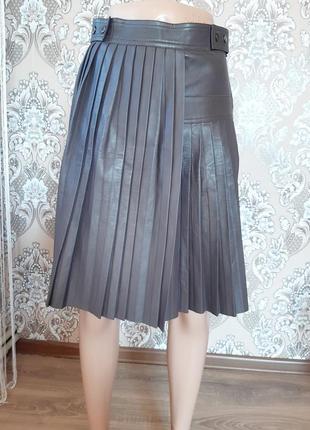 Брендовая кожаная юбка миди ports 1961 премиум дорогой бренд италия4 фото