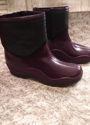 Женские резиновые сапожки, на флисе, 37р. - 23,5 см.