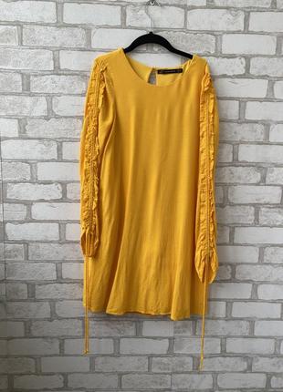 Классное горчичное платье zara 2