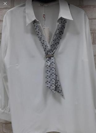 Белоснежная блуза большого размера4 фото