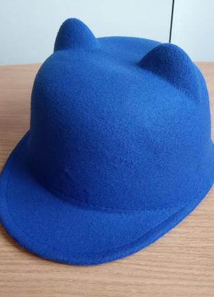 Стильная фетровая шапка жеокейка с ушками р. 52-54