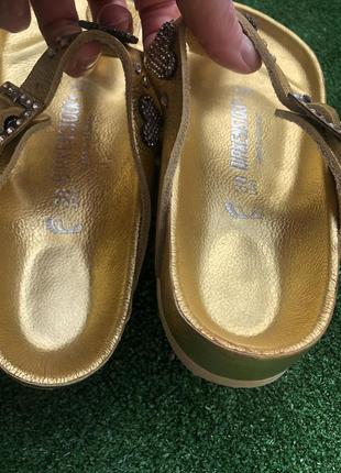 Сланцы, шлепки   birkenstock heidi klum gold diamond swarovski5 фото