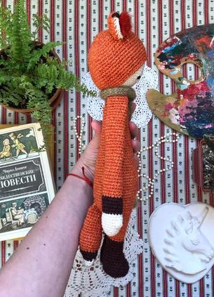 Нова в'язана іграшка лисиця лисичка 35 см ручна робота handmade3 фото