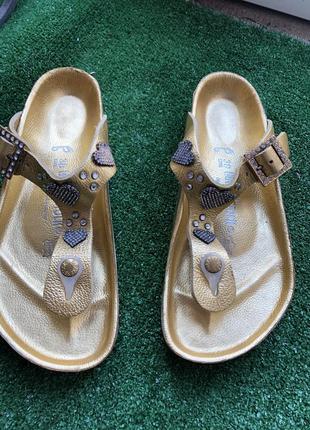 Сланцы, шлепки   birkenstock heidi klum gold diamond swarovski6 фото