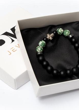 Браслет dms jewelry из шунгита, гематита, агата green agate cross4 фото