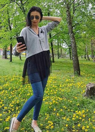 Платье худи с фатином