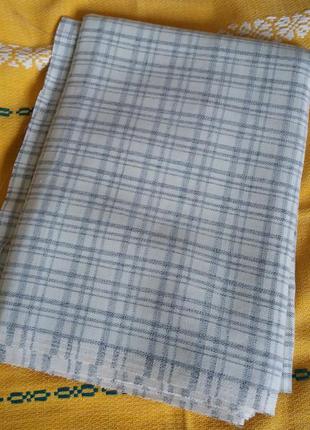 Отрез кусок лоскут винтажной шерстяной ткани в белую серую клетку.