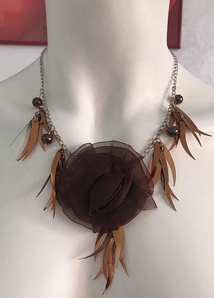 Fashion jewelry комплект кольє і сережки дизайн пір'я