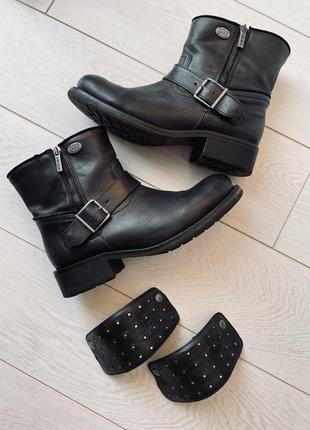 Ковбойские байкерские ботинки грубые черные 39