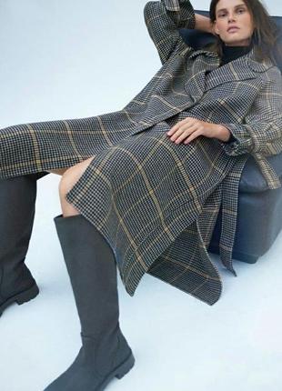 Пальто из смесовой шерстяной ткани в клетку zara