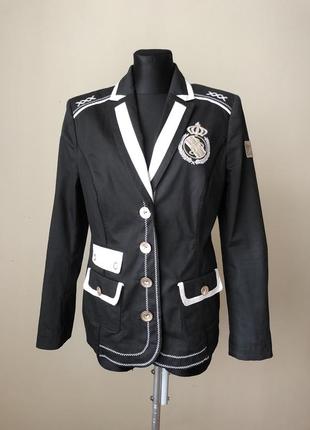 Sportalm жакет 50 жокейский морський чорний з білим коттон