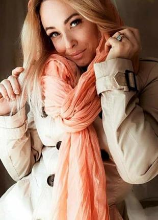 Легкий шарф персиковий, ostin3 фото