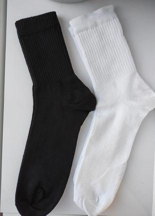 Шкарпетки якісні високі шкарпетки білі рубчик рубець1 фото