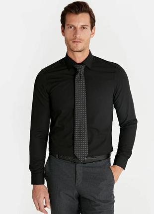 Черная мужская рубашка lc waikiki на черных пуговицах,  с длинными рукавами3 фото