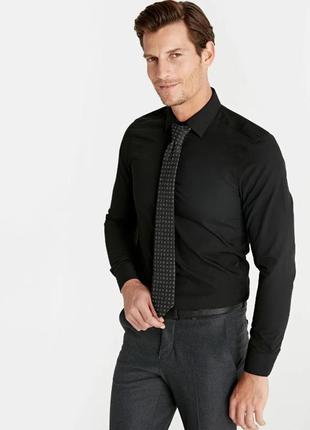 Черная мужская рубашка lc waikiki на черных пуговицах,  с длинными рукавами2 фото