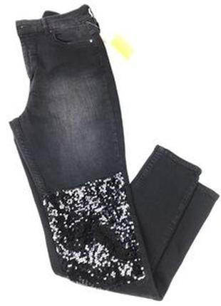 Темно-сірі чорні, завужені джинси з високою посадкою мом скіні skinny h&m1 фото