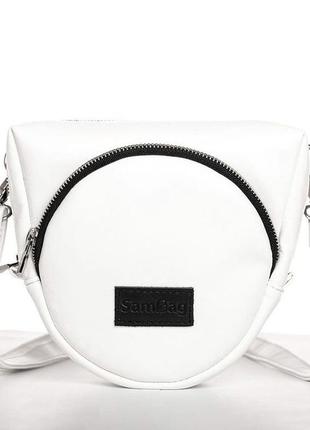 Модная белая женская сумка кроссбоди через плечо из экокожи на длинном ремешке8 фото