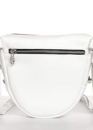 Модна біла жіноча сумка кроссбоди через плече з екошкіри на довгому ремінці9 фото