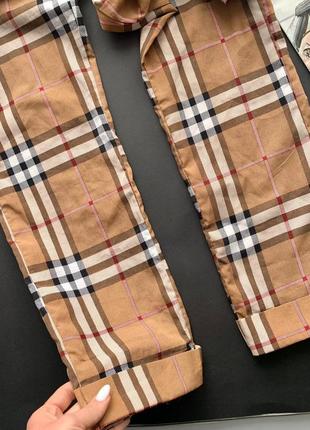 👖штаны в клетку в стиле burberry/высокие бежевые повседневные брюки/кофейные брюки 👖9 фото