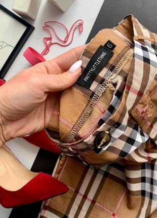 👖штаны в клетку в стиле burberry/высокие бежевые повседневные брюки/кофейные брюки 👖4 фото