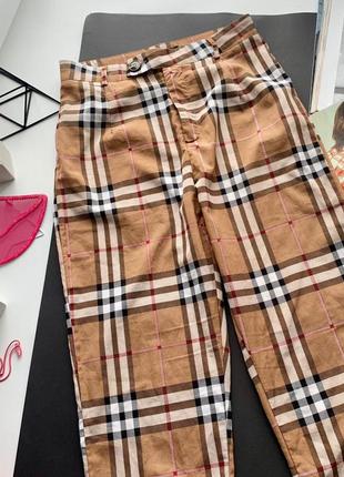 👖штаны в клетку в стиле burberry/высокие бежевые повседневные брюки/кофейные брюки 👖10 фото