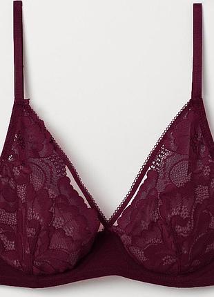 85в - 38в мереживний бюстгальтер з портупеями кольору марсала