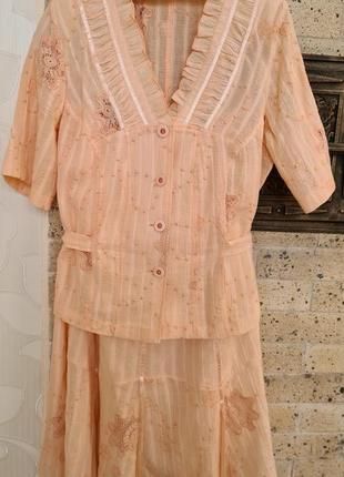 Костюм юбка блузка 100%хлопок