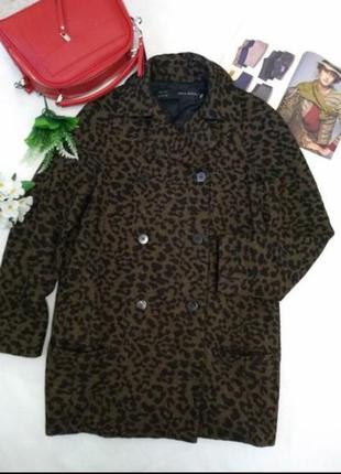 Шерстяное пальто zara, леопардовый принт3 фото