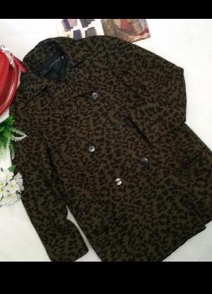 Шерстяное пальто zara, леопардовый принт4 фото