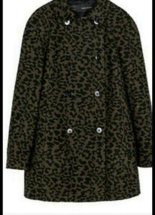 Шерстяное пальто zara, леопардовый принт9 фото