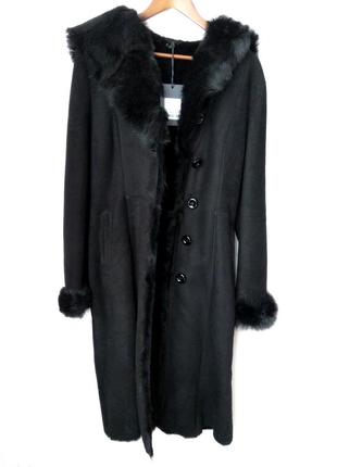 Легкое натуральное длинное пальто с овчины дубленка s под платье2 фото