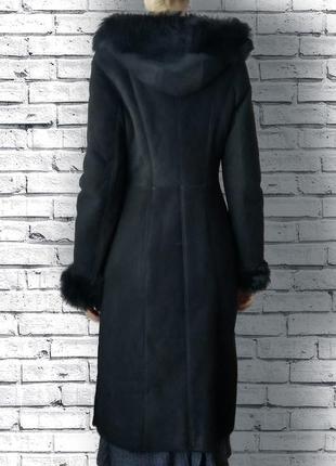 Легкое натуральное длинное пальто с овчины дубленка s под платье5 фото