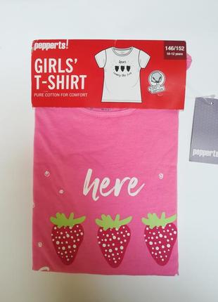 Рожева бавовняна футболка фірми pepperts розмір 146-152 (10-12 років)