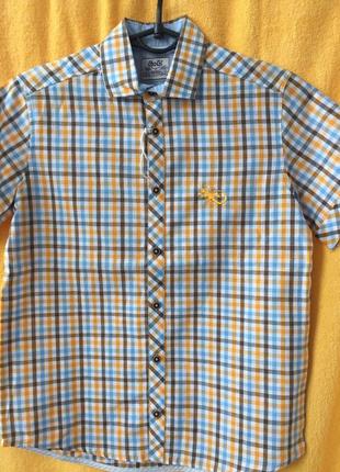 Сорочка з коротким рукавом для хлопчика бавовна, льон розмір 98-104 104-110 128-134