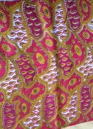 Відріз шматок вінтажній бавовняної тканини рожева жовта біла вензелі.1 фото