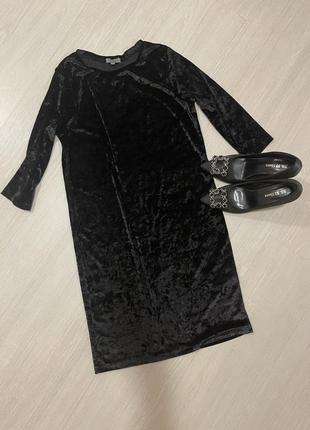 Платье велюровое бархатное чёрное