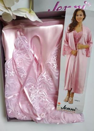 Ніжний комплект нічної розової  білизни з мереживом для дівчини розмір ххл. 2хл. 52 джена - jenny1 фото