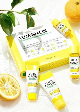 Набор some by mi yuja niacin brightening (mask/20g + ton/30ml + gel/cr/30ml + ser/10ml)1 фото