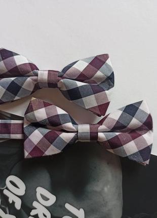 🖤▪️краватка-метелик метелик в клітинку▪️🖤 класична bowtie аксесуар краватка сірий білий фіолетовий