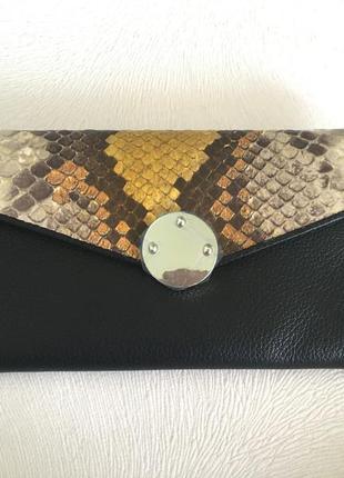 Клатч гаманець портмоне принт змія рептилія пітон чорний