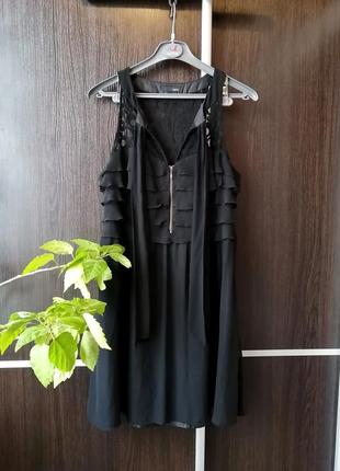 Шикарное стильное оригинальное чёрное платье сукня. хлопок, нейлон. next1 фото
