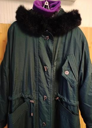 Батал!отличный утепленный плащ  с капюшоном и натуральным мехом,56-62разм,c&a3 фото