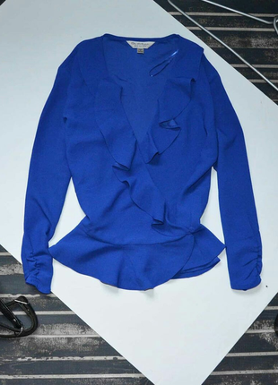 Синяя блуза на запах1 фото