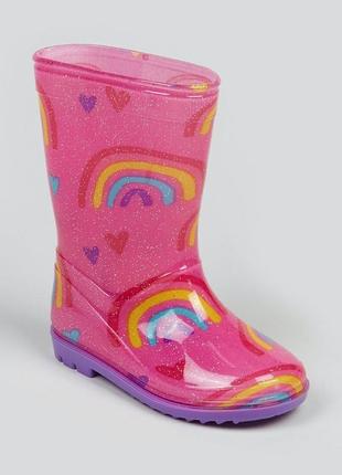 Яскраві гумові чобітки для дівчинки бренд matalan великобританія1 фото