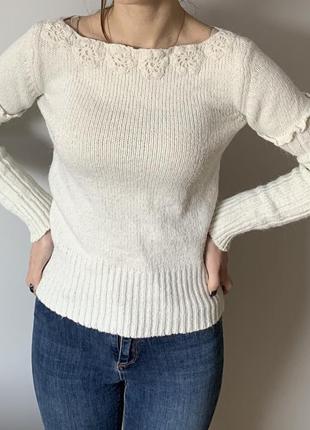 Молочний вязаний светер2 фото