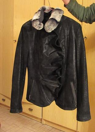 Женская новая кожаная куртка с шиншиллой. торг. размер m4 фото