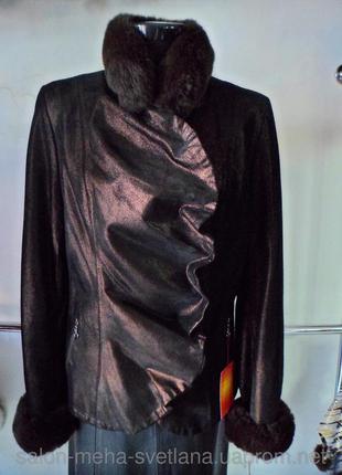 Женская новая кожаная куртка с шиншиллой. торг. размер m10 фото