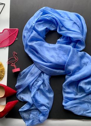 🧣нежный голубой шарф/лёгкий светло синий шёлковый шарф/шарф весна-осень шёлк🧣1 фото